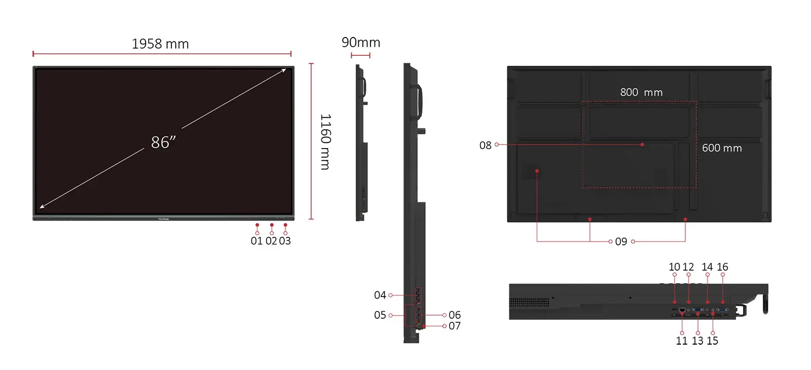 Viewsonic smartboard IFP8650 3 dimension