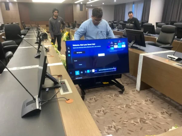 High-definition LED screen installed in SPRM meeting room.